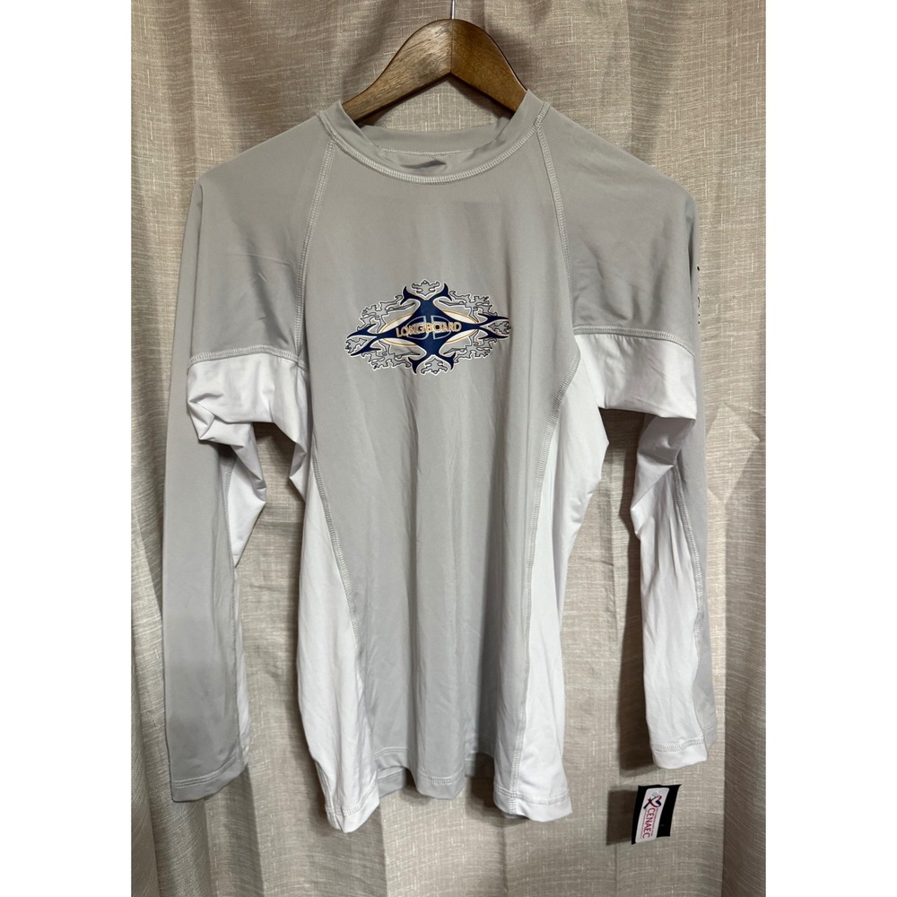 NWT Kids Longboard Playa del Carmen Rash Guard UV50 Protect Gray White Large